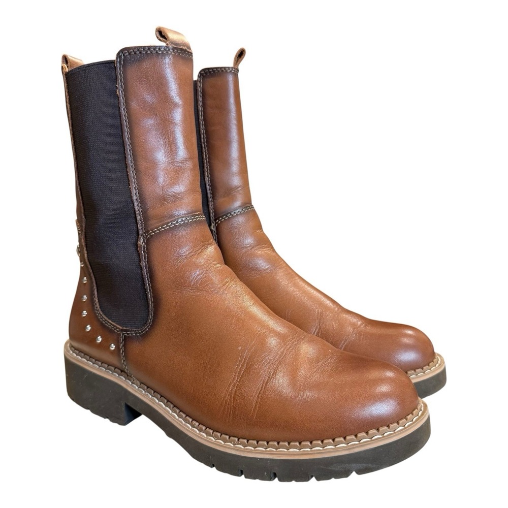 Pikolinos Women's Vicar WOV-8520 Leather Boot Studded Side Sock Panel 36 US 5